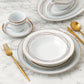 Gold Swirl Porcelain Dinnerware, 35 Pieces