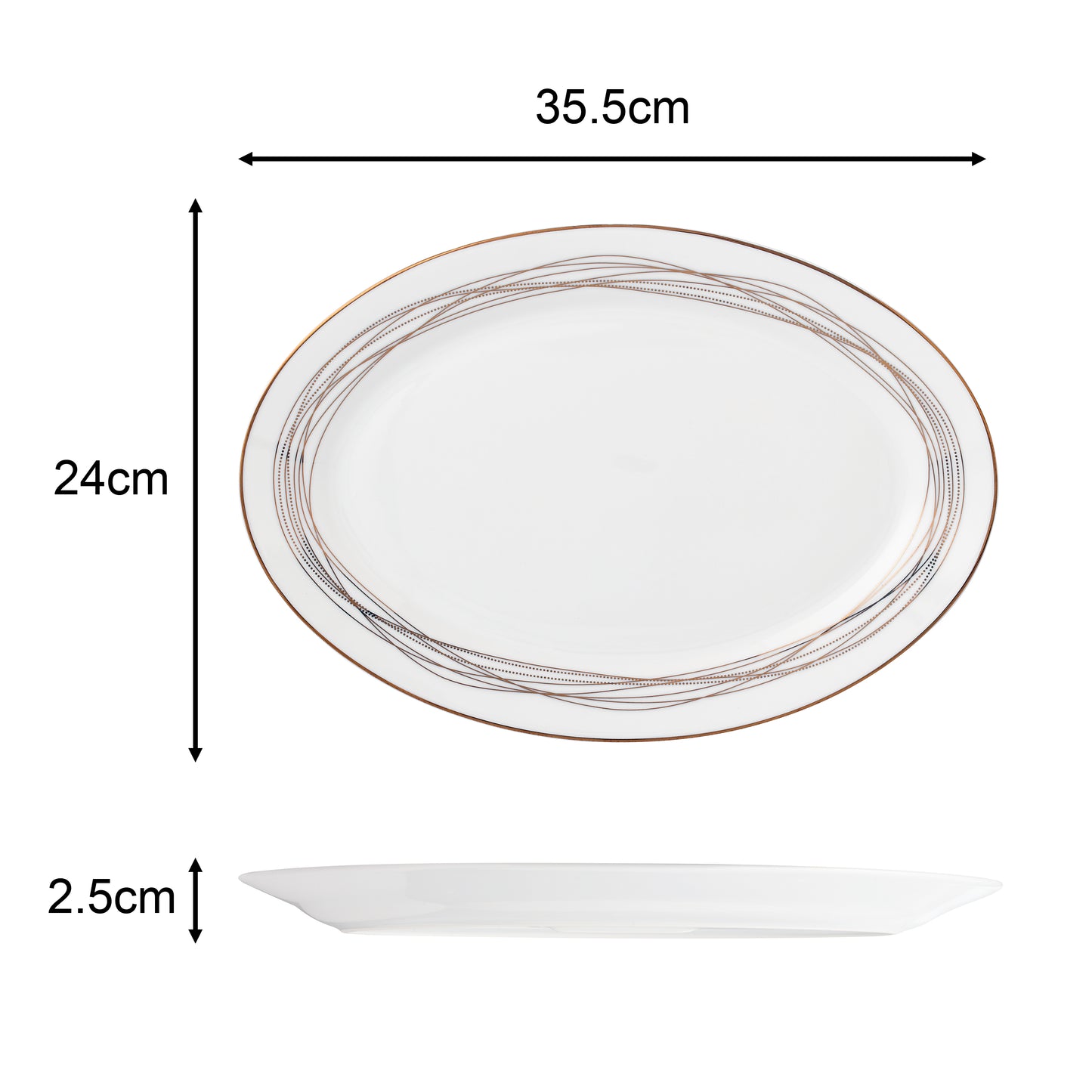 Gold Swirl Porcelain Dinnerware, 35 Pieces