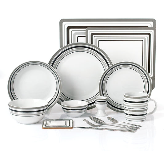 80pc Grey Brompton Dinner Set