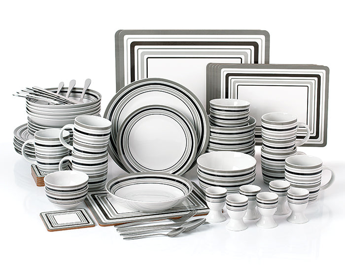 80pc Grey Brompton Dinner Set