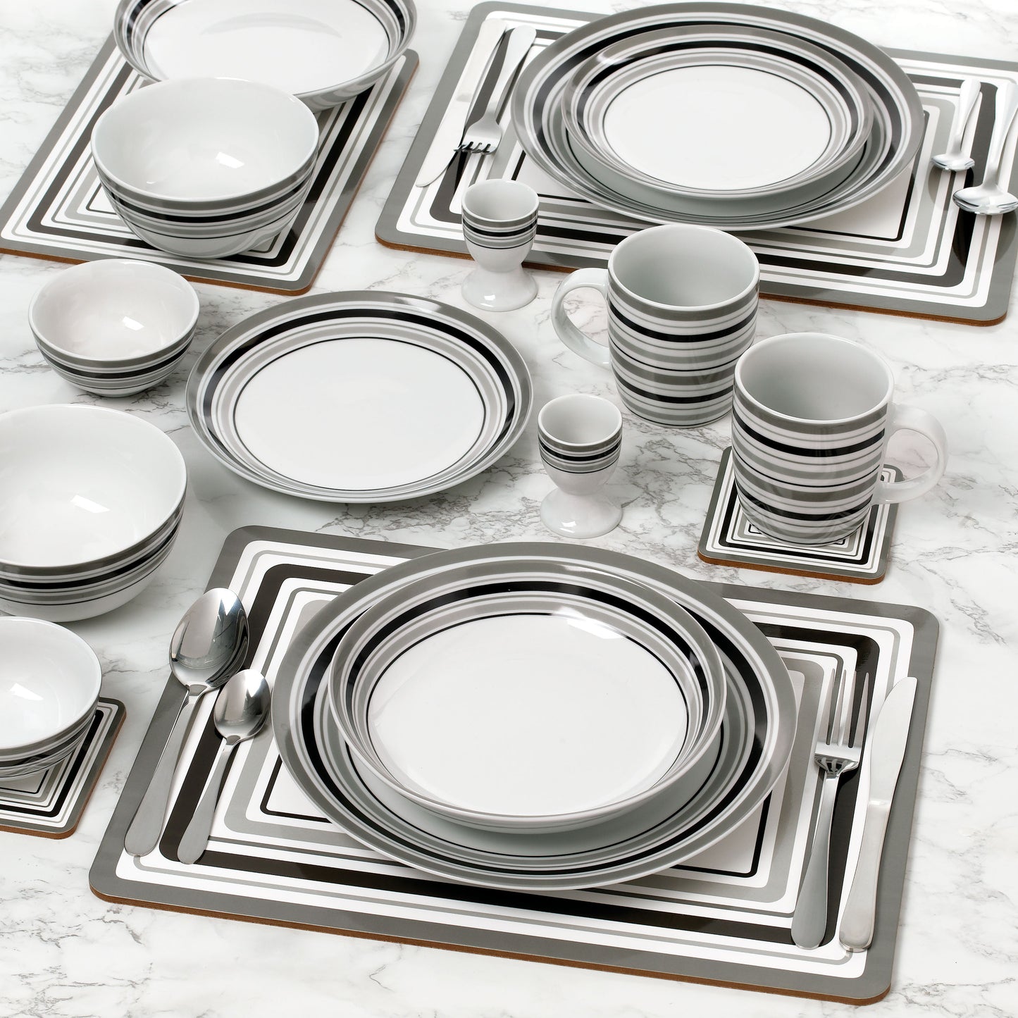 80pc Grey Brompton Dinner Set
