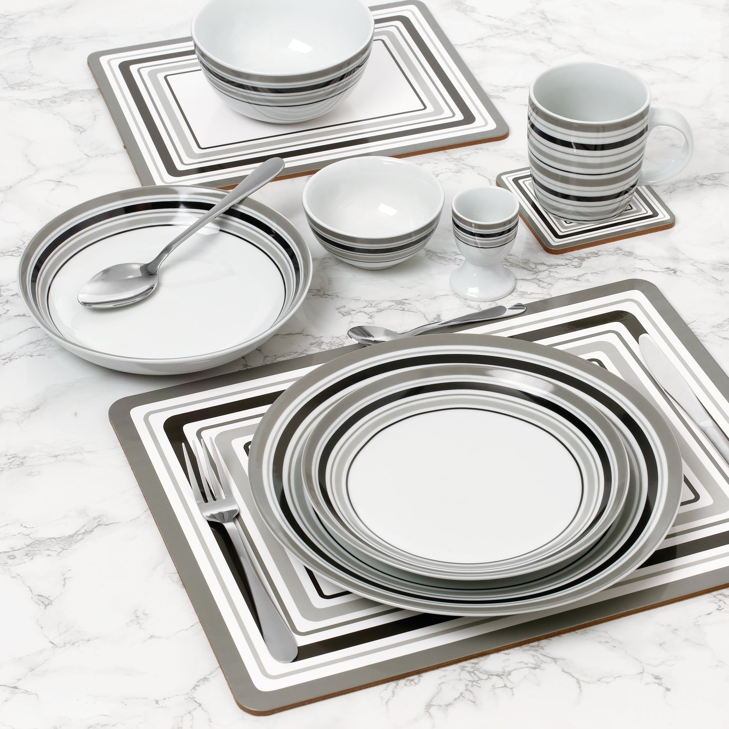80pc Grey Brompton Dinner Set