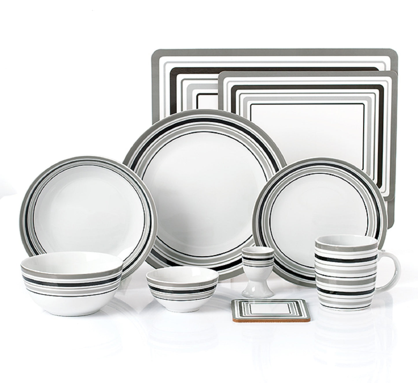 56pc Grey Brompton Dinner Set- No Cutlery