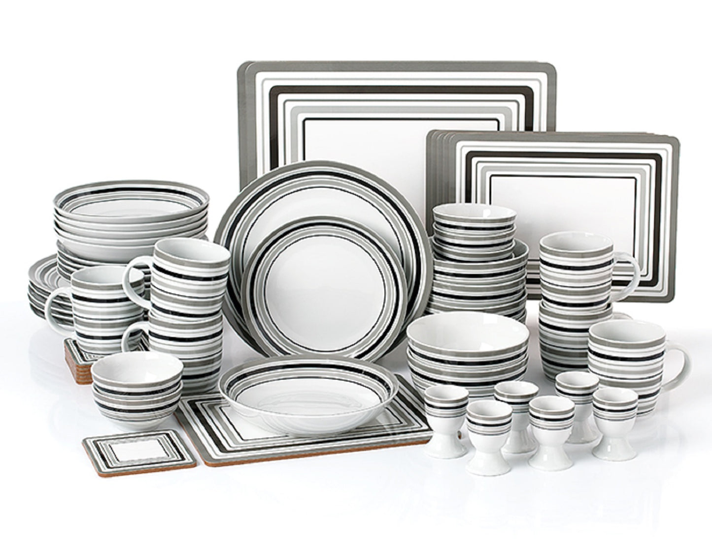 56pc Grey Brompton Dinner Set- No Cutlery
