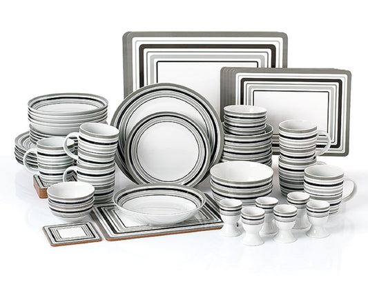 56pc Grey Brompton Dinner Set- No Cutlery