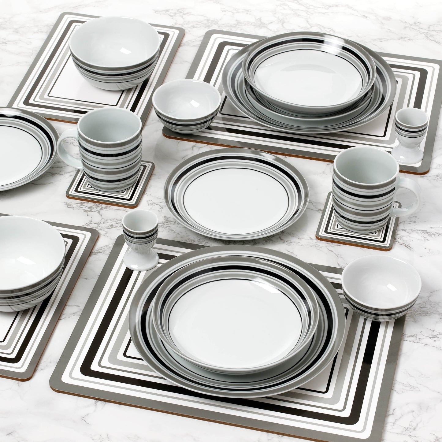 56pc Grey Brompton Dinner Set- No Cutlery