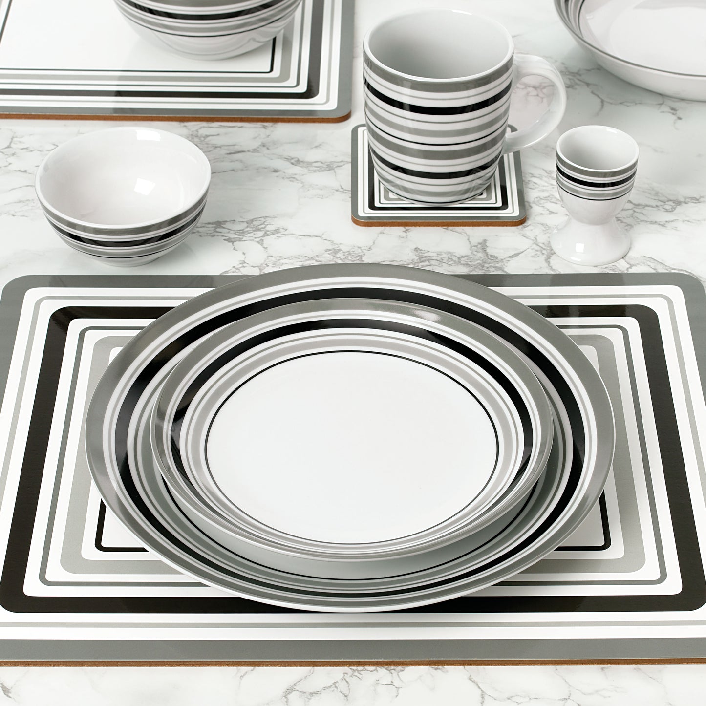 56pc Grey Brompton Dinner Set- No Cutlery