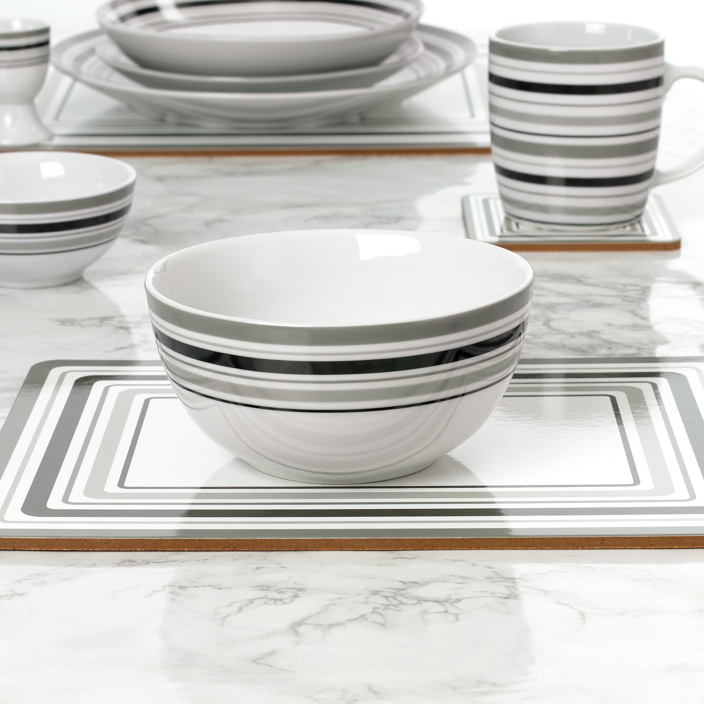 56pc Grey Brompton Dinner Set- No Cutlery