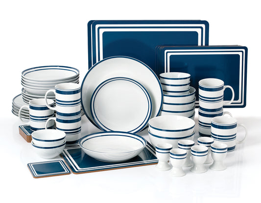 56pc Blue Bistro Dinner Set-No Cutlery
