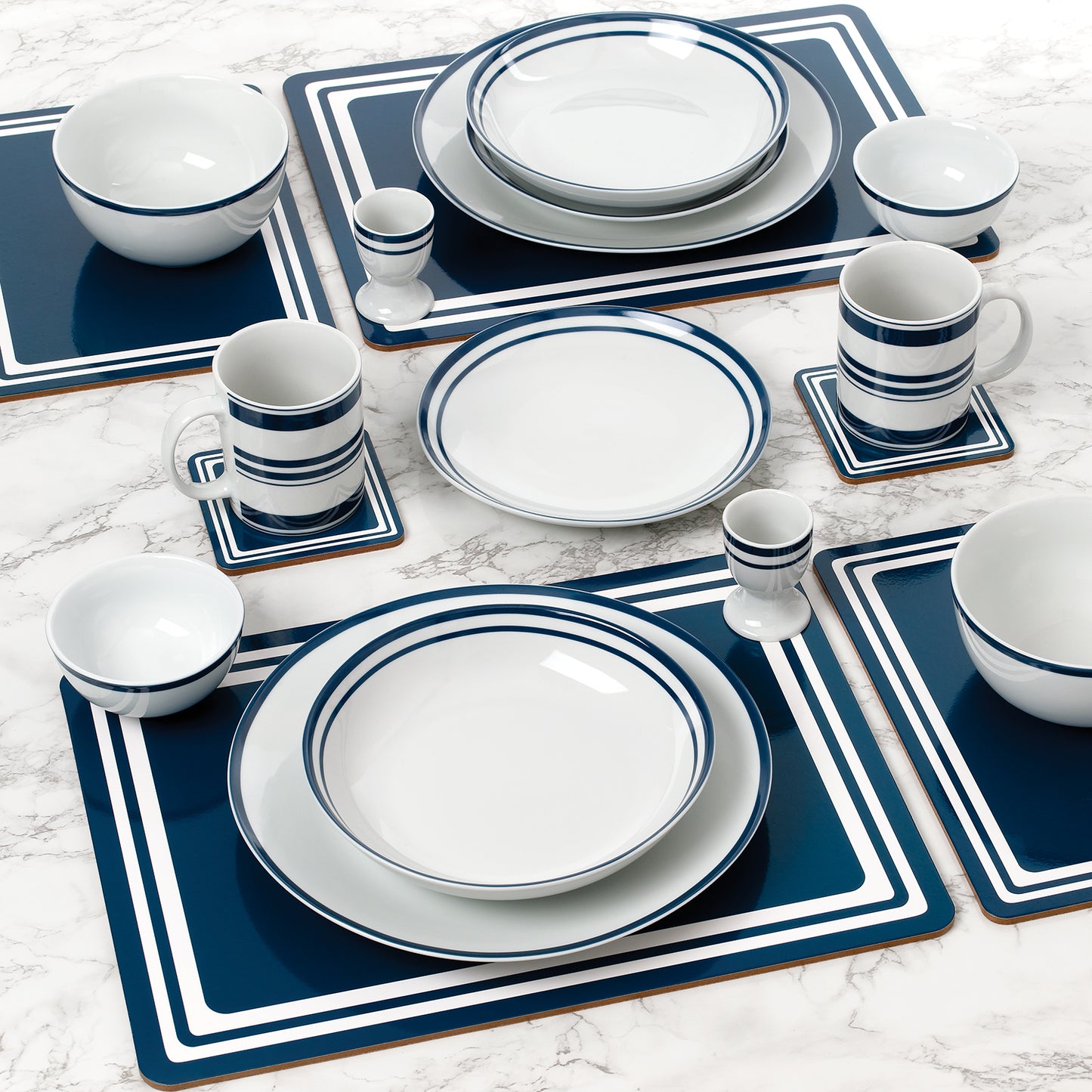 56pc Blue Bistro Dinner Set-No Cutlery