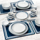56pc Blue Bistro Dinner Set-No Cutlery