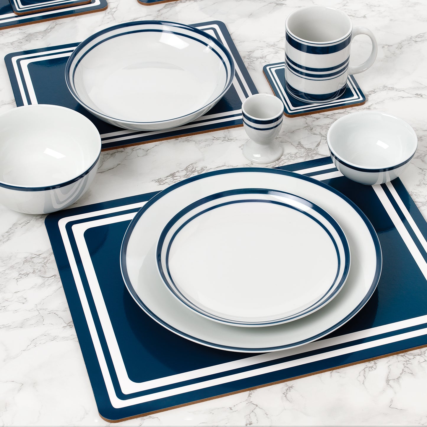 56pc Blue Bistro Dinner Set-No Cutlery