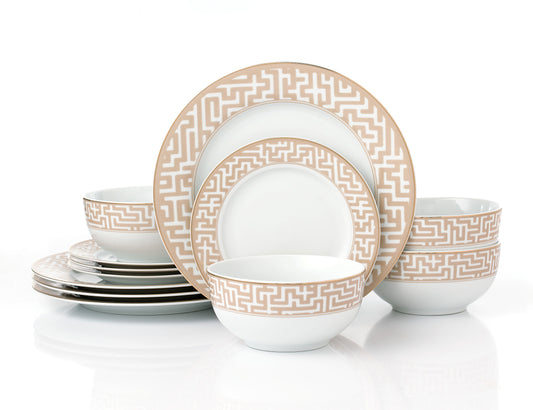 Mosaic Porcelain Dinner Set, 12 Pieces