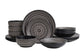 16PC Pad Print Black Dinner Set