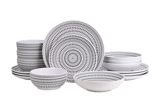 16pc White Pad Print Dinner Set