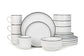 16pc Stackable White with Black Rim Dinner Set