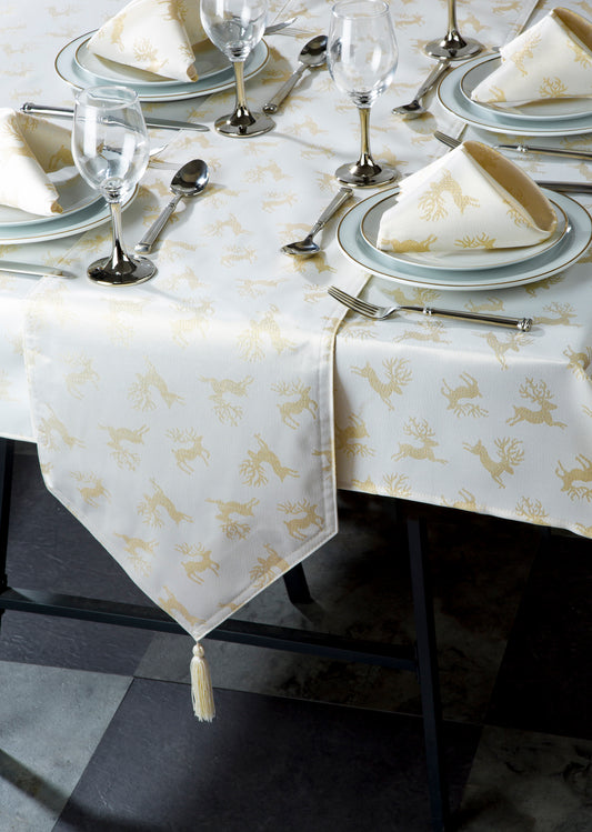 10pc Gold Reindeer Table Linen Set  (6-8 persons)