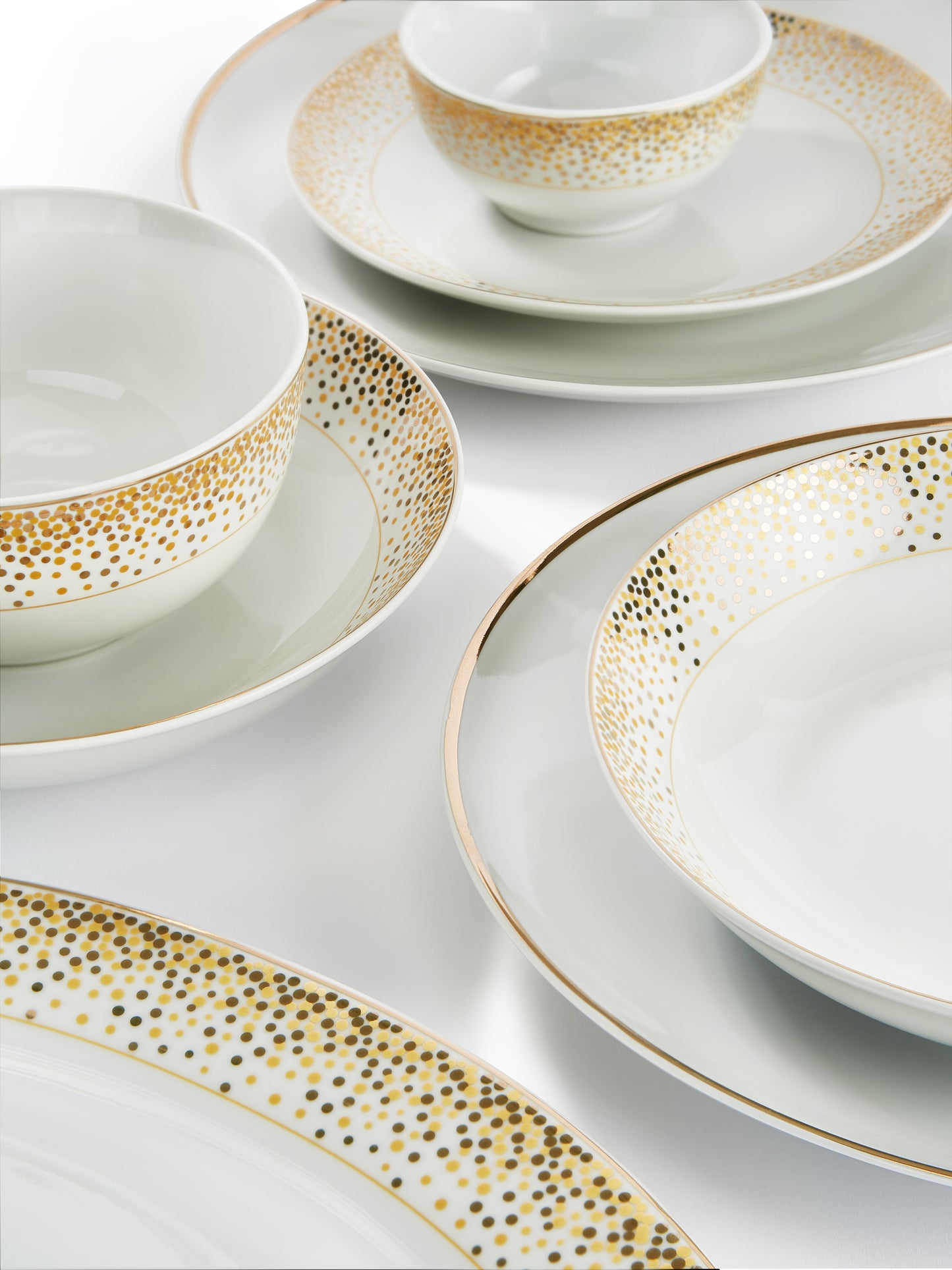 Gold Sparkle Porcelain Dinnerware Set, 50 Pieces