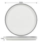 16pc Stackable White with Black Rim Dinner Set