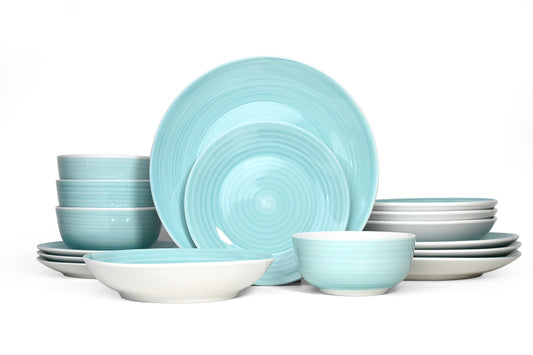 16pc Aqua Spin Wash Dinner Set