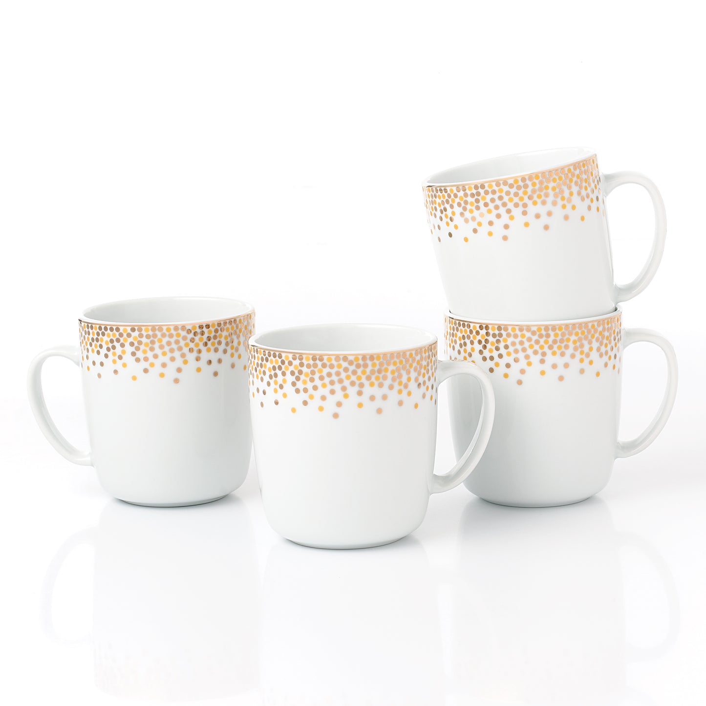 Gold Sparkle Christmas Porcelain Mug Set, 4 Pieces