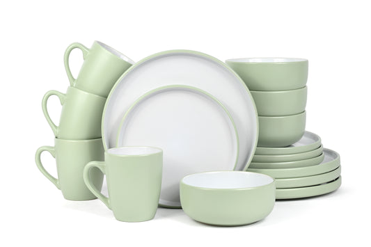 16pc Pastel 2tone - Green Dinner Set