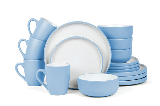 16pc Pastel 2tone - Blue Dinner Set