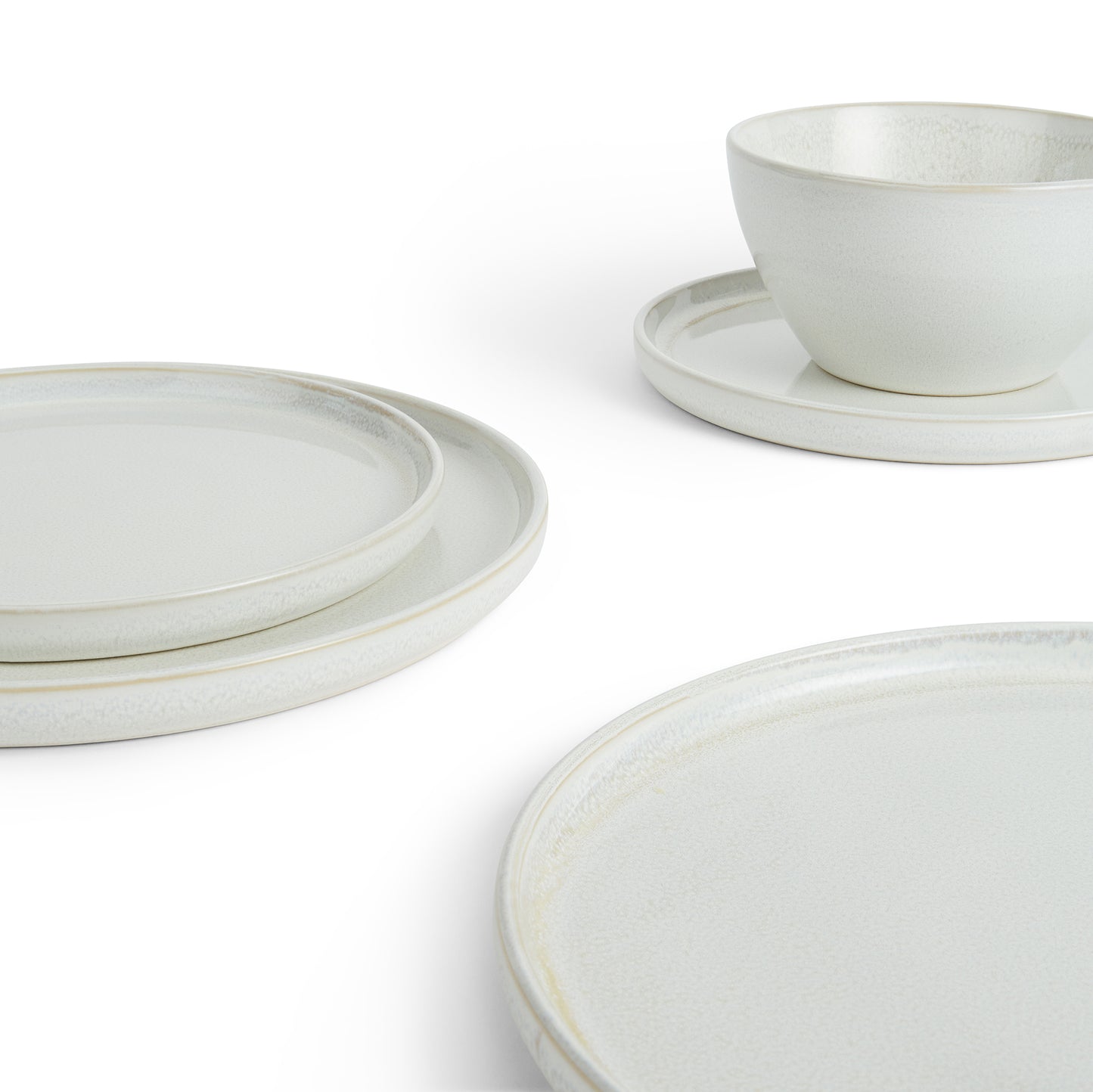 12pc Reactive Glaze White Dinner Set