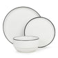 12PC Stackable White with Black Rim Dinner Set