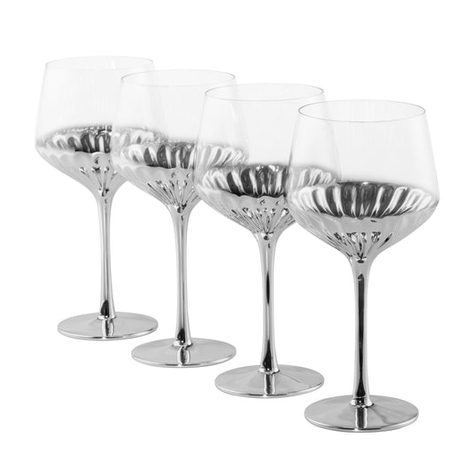 Set of 4 Glam Wine Glasses - Platinum