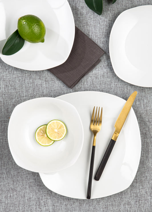 Waterside White Square Porcelain Dinner Set, 18 Pieces
