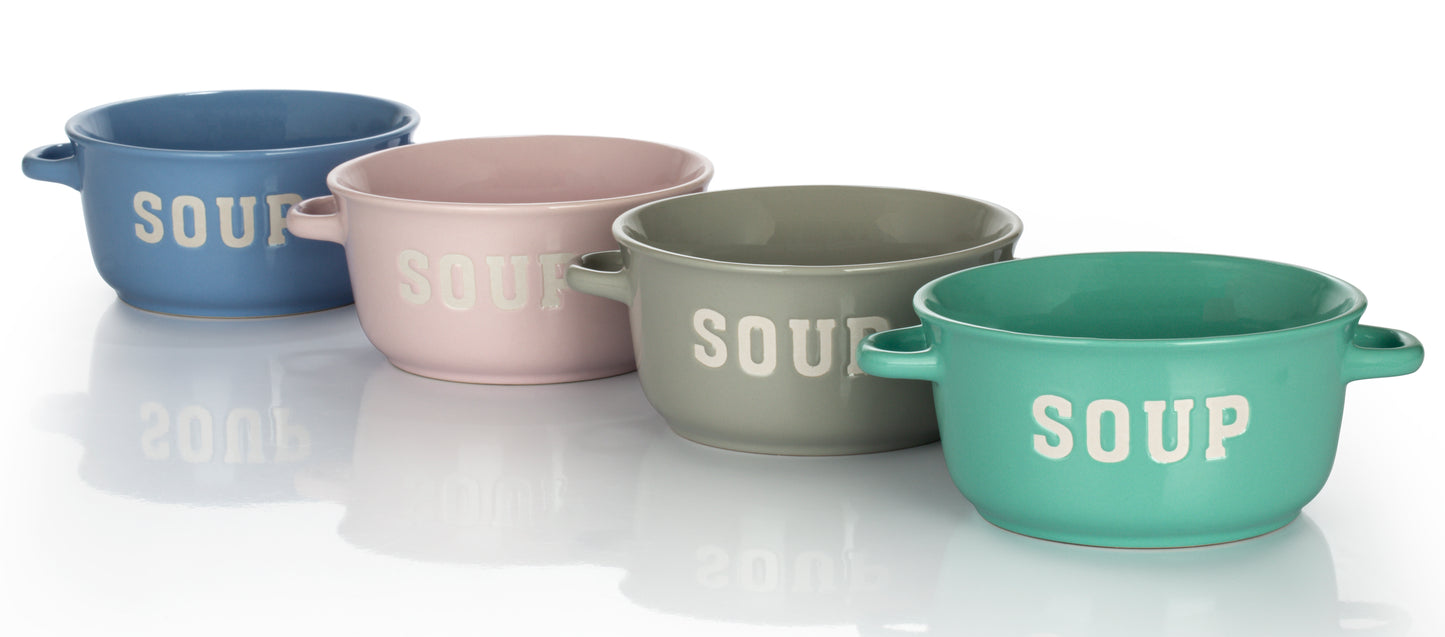 Set of 4 Handled Soup Bowls