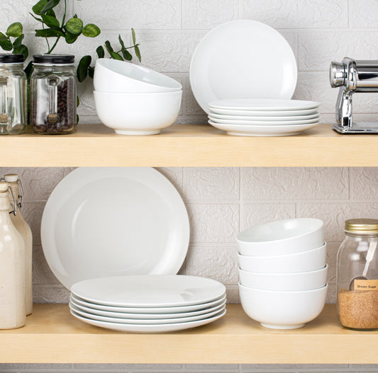 Vermont Super White Porcelain Dinnerware Set, 18 Pieces