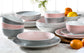 24pc Pink & Grey Spin Wash Dinner Set