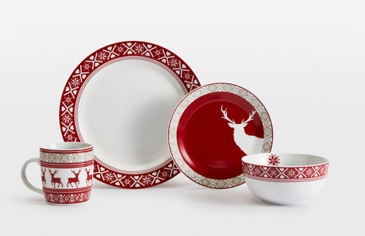16pc Nordic Reindeer Dinner Set
