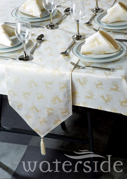 10pc Gold Reindeer Table Linen Set  (6-8 persons)