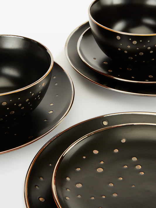 12pc Ebony & Gold Dinner Set