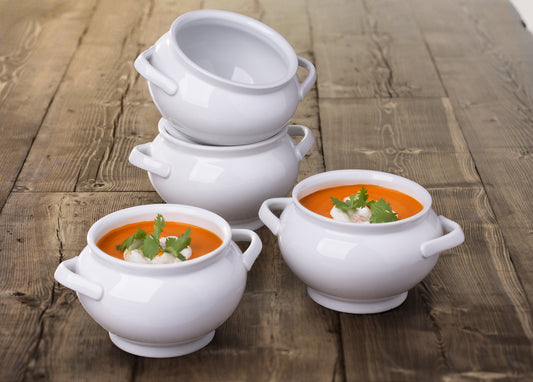Set of 4 White Porcelain Soup Bowls